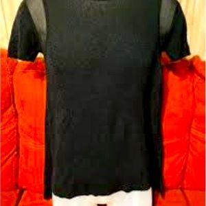 EILEEN FISHER SHORT SLEEVE HI LOW HEM STRETCHY KNIT TOP SHIRT BLOUSE TWT